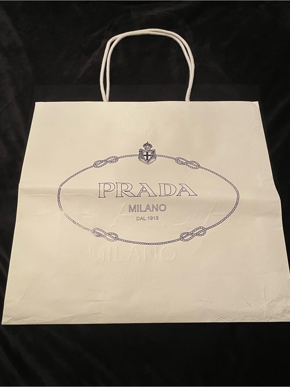 Prada Cream-White Milano Logo Tote Shopping Bag